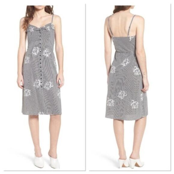 Ali +Jay full Button black white stripe Midi Dress NWT womens XL - Picture 1 of 8